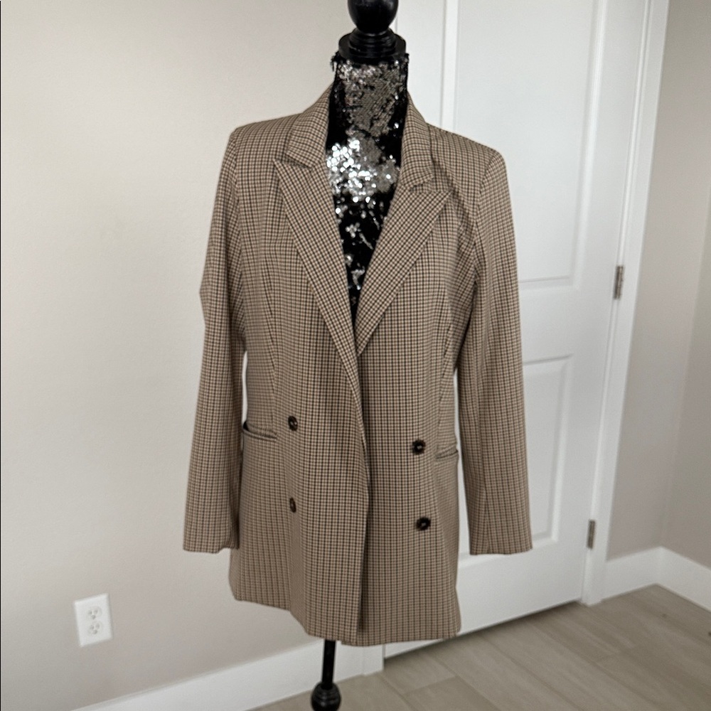 Rachel Zoe Brown Checkered Blazer